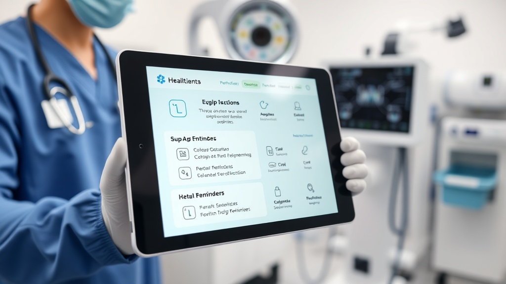 Nahaufnahme eines Tablets, das eine benutzerfreundliche Oberfläche zur Verwaltung von Geräteeinweisungen zeigt.