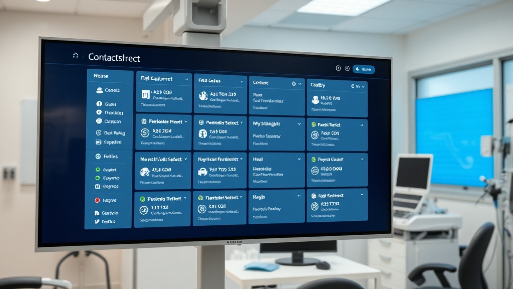 Ein modernes digitales Kontaktmanagementsystem, das in einer medizinischen Praxis angezeigt wird.