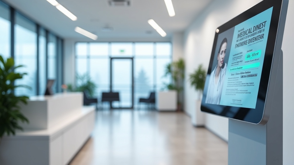 Empfangsbereich mit digitalen Lösungen zur Verbesserung der internen Abläufe.