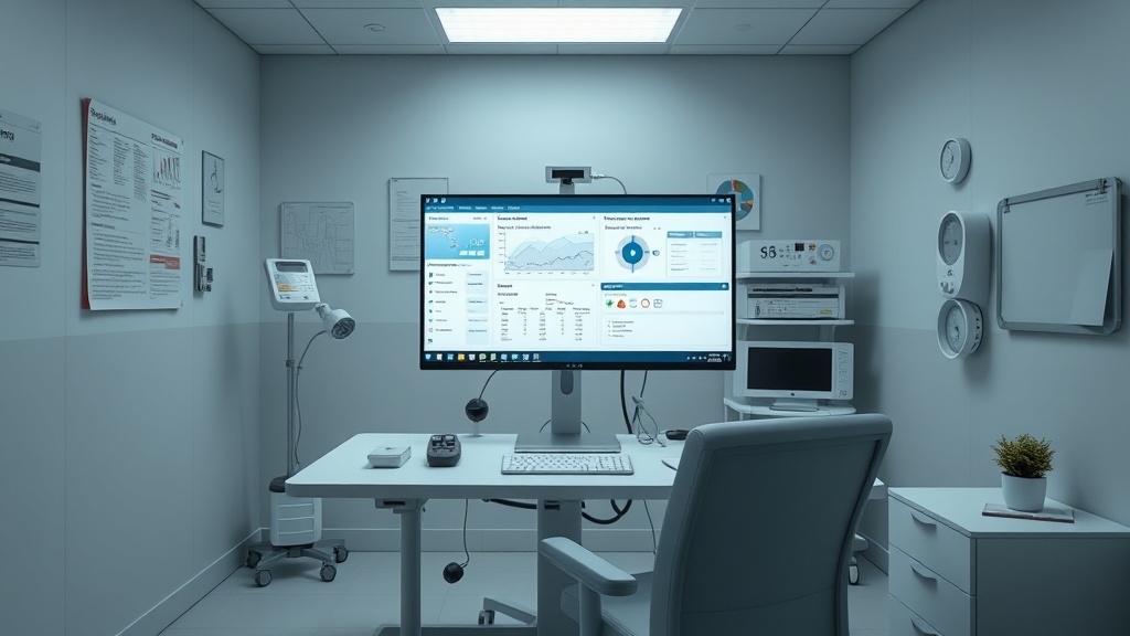 Ein organisiertes medizinisches Arbeitsumfeld mit einem digitalen Arbeitsplatz für das Management von Fehlerberichten.