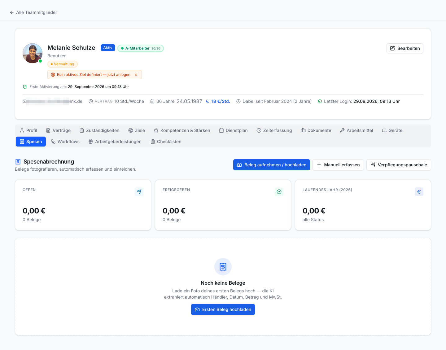 Screenshot: Spesen — Spesen