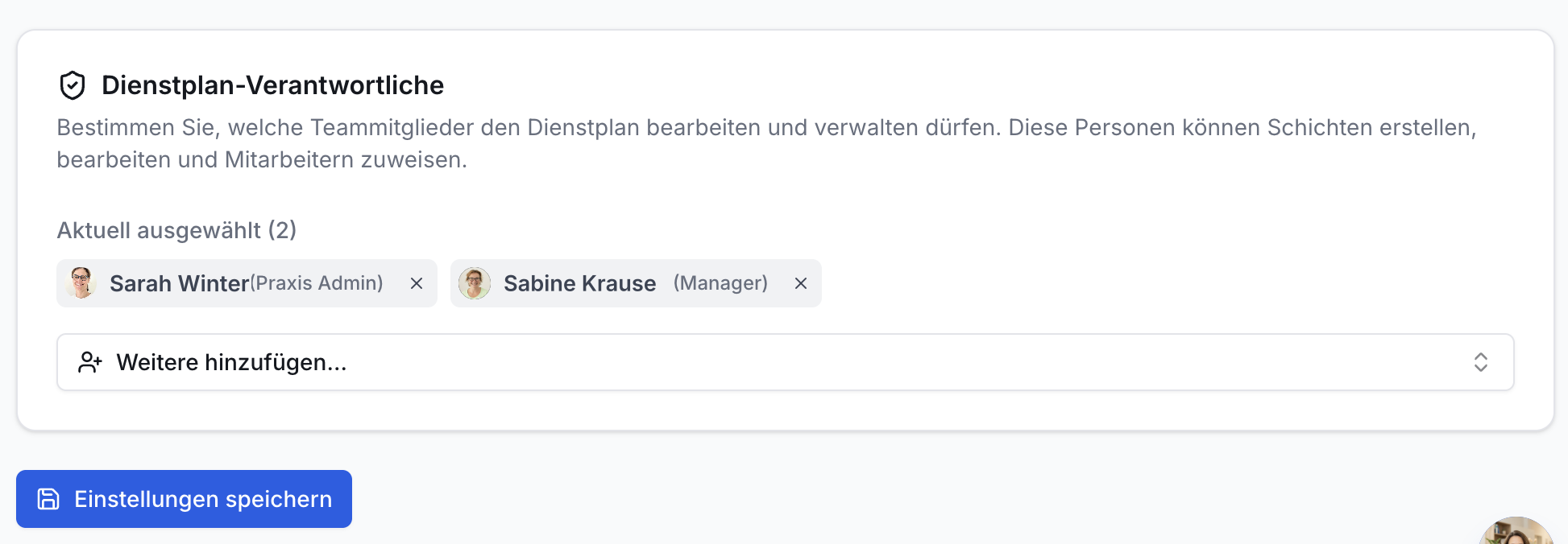 Dienstplan-Verantwortliche einstellen und verwalten