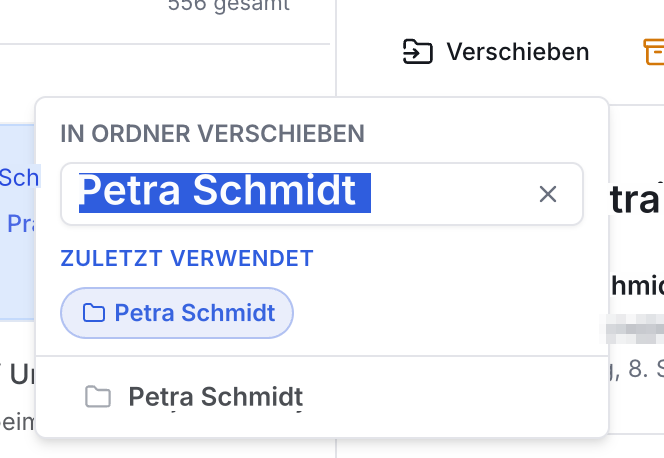 Posteingang: E-Mails schnell in Patientenordner verschieben