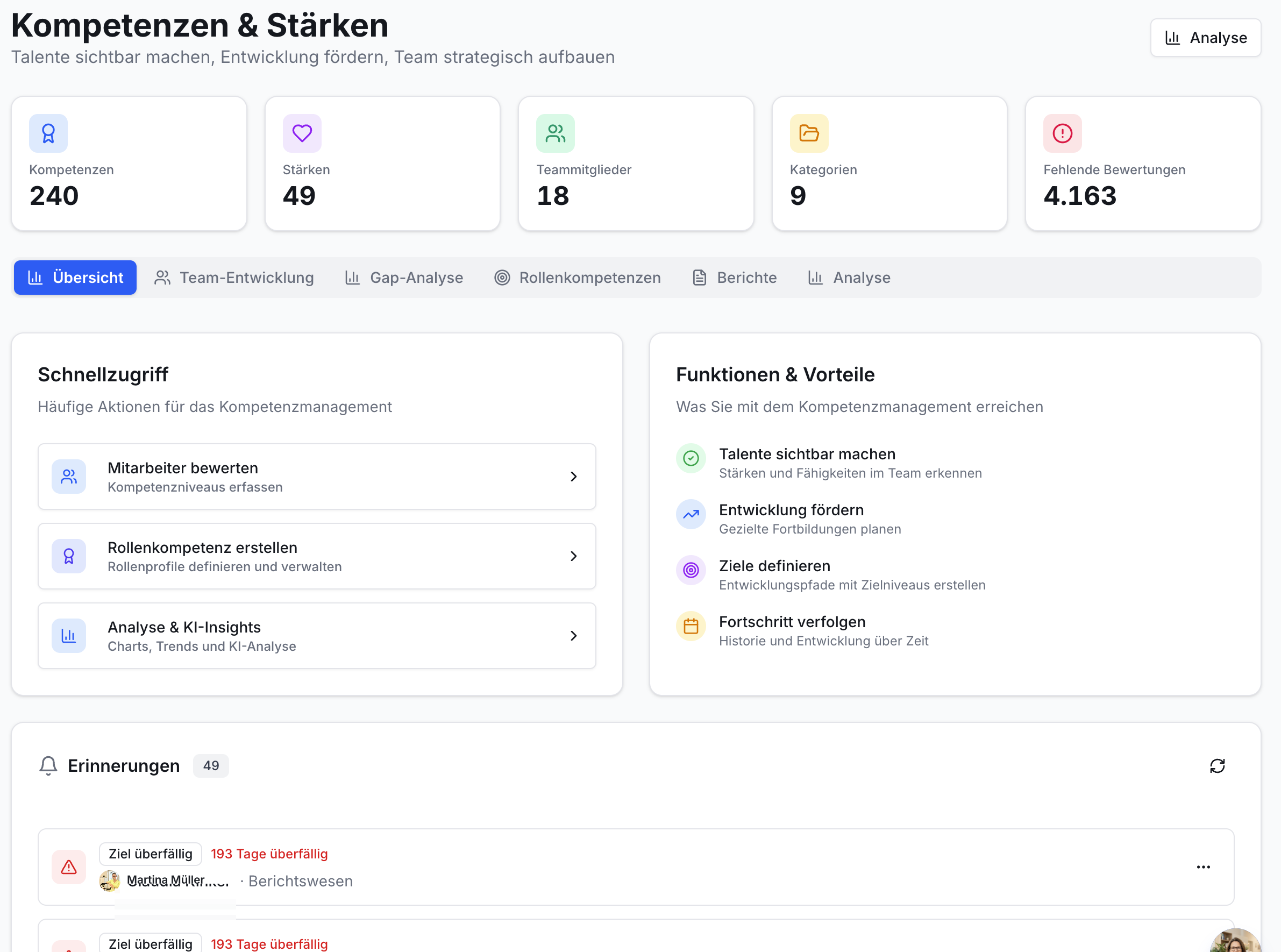 Kompetenzen & Stärken Übersicht Praxis App