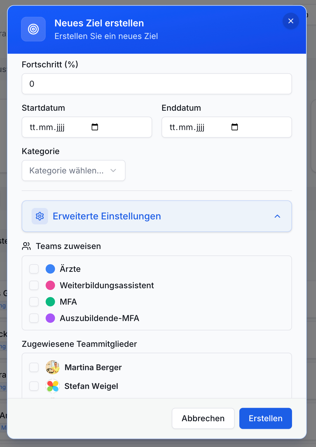 Neues Ziel erstellen: Ziele festlegen in Effizienz Praxis